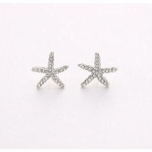 Los Angeles Boutique Silver Rhinestone CZ Starfish NEW Stud Earrings Star Beach